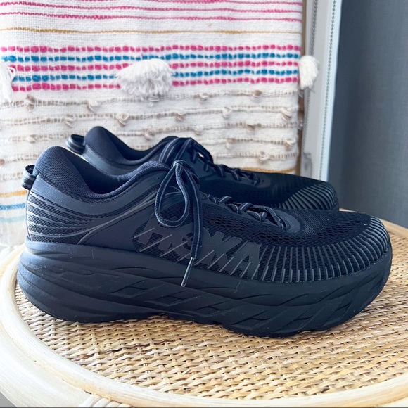 Hoka One One Bondi 7 Black Low Top Road-Running Sneakers Women’s Size 9.5 Wide - Picture 3 of 10
